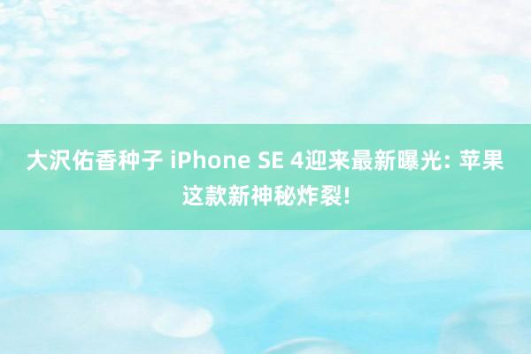 大沢佑香种子 iPhone SE 4迎来最新曝光: 苹果这款新神秘炸裂!