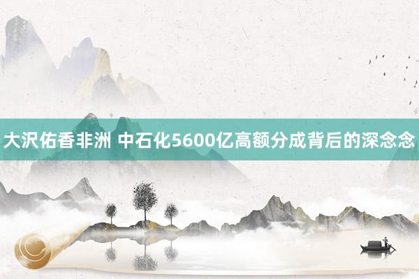 大沢佑香非洲 中石化5600亿高额分成背后的深念念