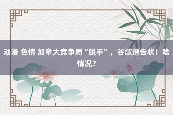 动漫 色情 加拿大竞争局“脱手”，谷歌遭告状！啥情况？