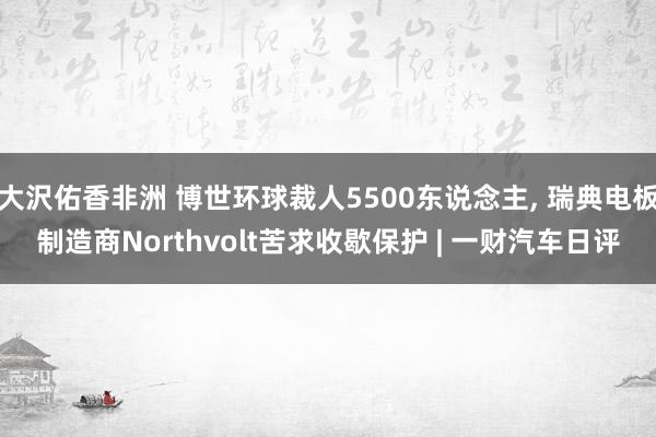 大沢佑香非洲 博世环球裁人5500东说念主， 瑞典电板制造商Northvolt苦求收歇保护 | 一财汽车日评